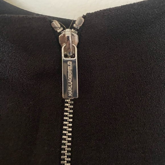 Black Cocktail Dress with White Belt Size 14 Karl Lagerfeld Paris - Picture 3 of 3